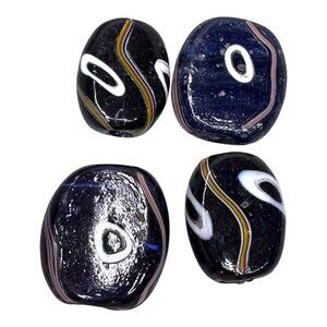 Unique Handmade Art Glass Collectible Artisan Beads Craft Jewelry Lot 4 Large